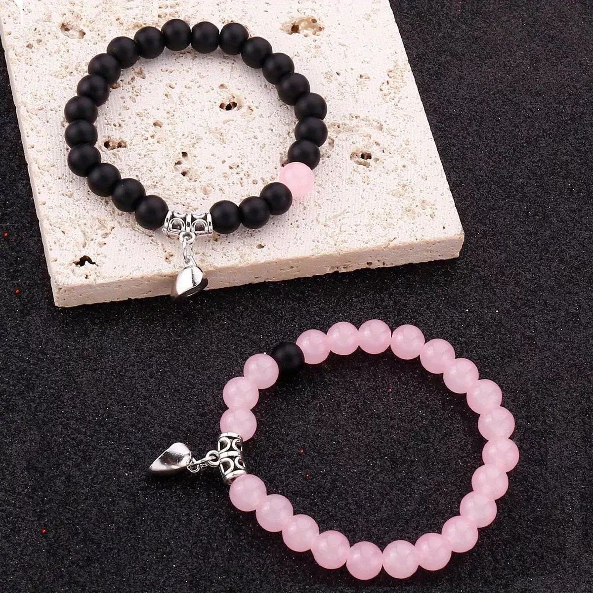 Heart Magnetic Pink Bracelets for Couples